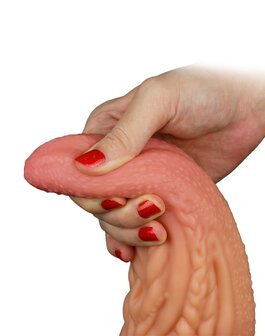 LOVETOY - DILDO MET TONG 25.4 CM - NUDE/BRUIN