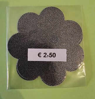 Tepelsticker Zwarte Glitter Bloem