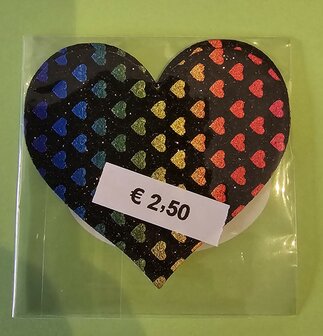 Tepelsticker Gekleurde Hartjes in Zwart Hart