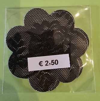 Tepelsticker Kanten Bloem Zwart