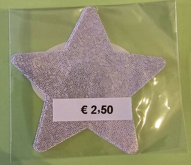 Tepelsticker Zilver Ster met Glitters