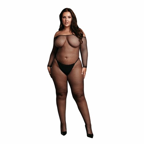 Bodystocking Off Shoulder - Fishnet QUEEN SIZE